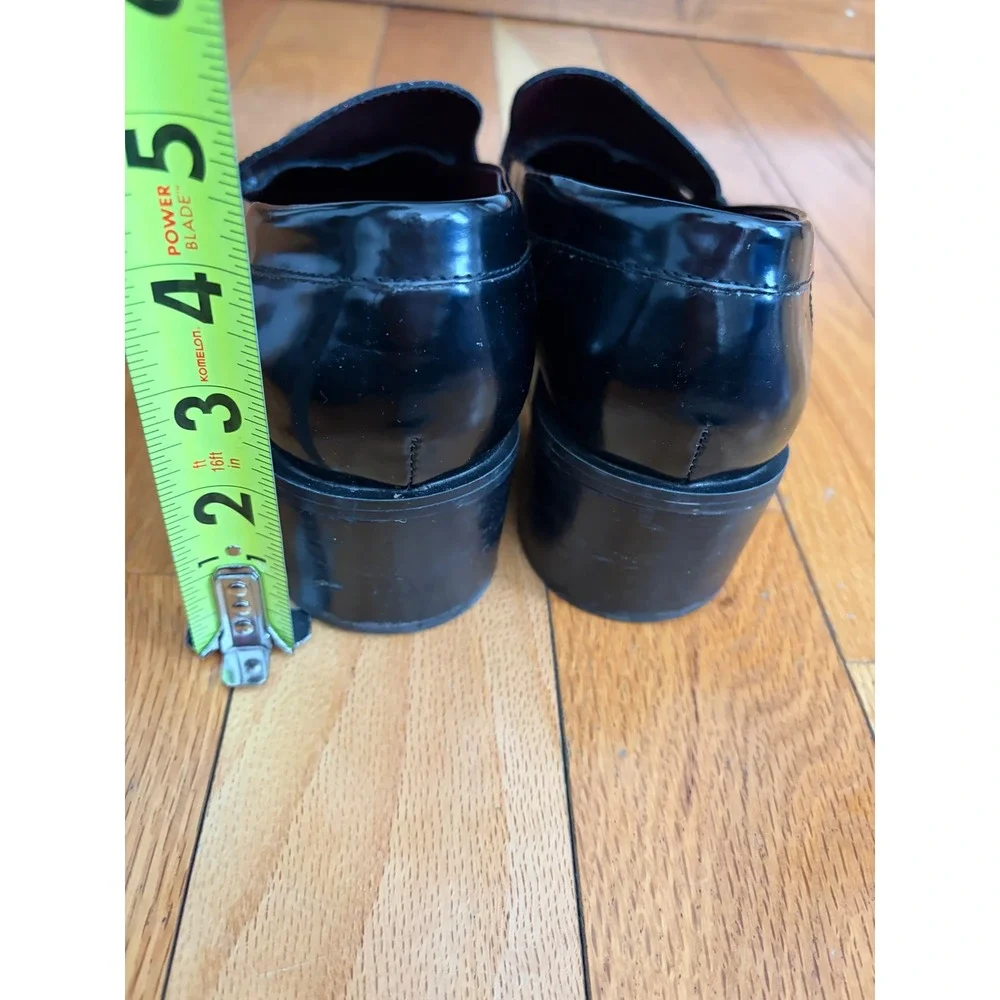 Franco Sarto Womens Donna Heeled Loafers‎ Tassles Black Patent Leather Sz 11M